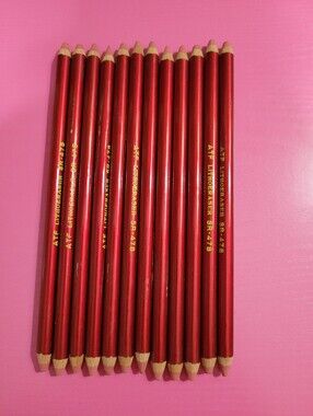 VTG ATF Red Litho Eraser Pencils SR-478 American Type Founders One Dozen (1629)